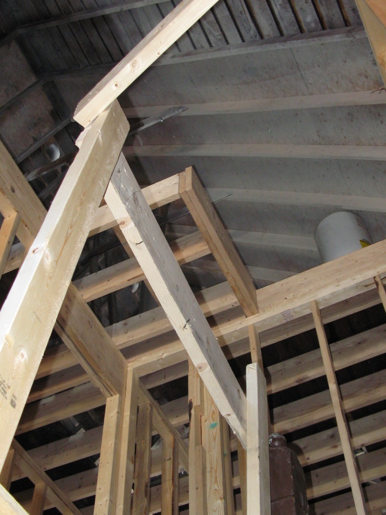 Opening into attic for staircase